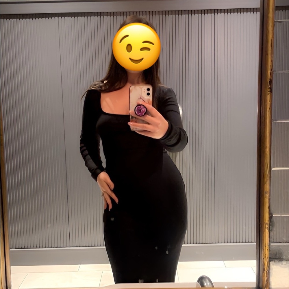 SKIMS Long Sleeve Onyx Dress